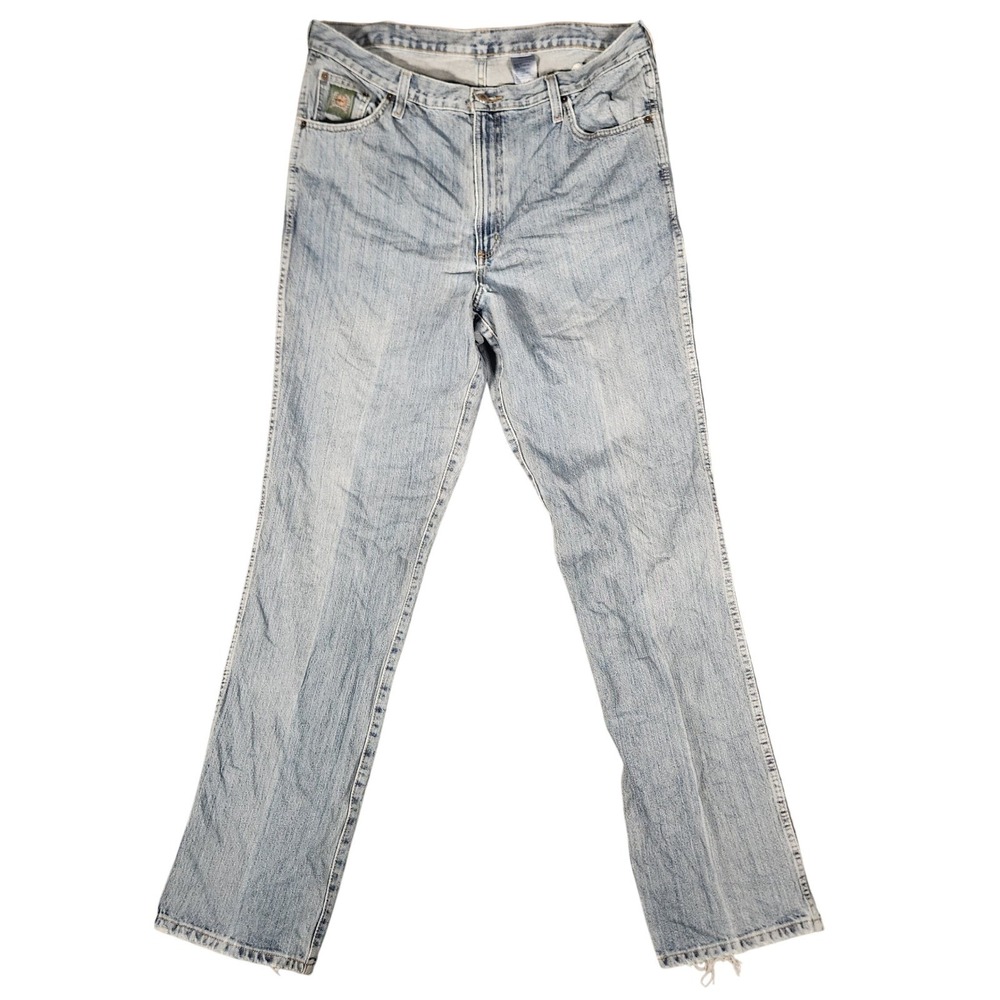 Cinch Jeans Mens 38x36 Cinch Up Blue Light Wash Straight Distressed Frayed Hem